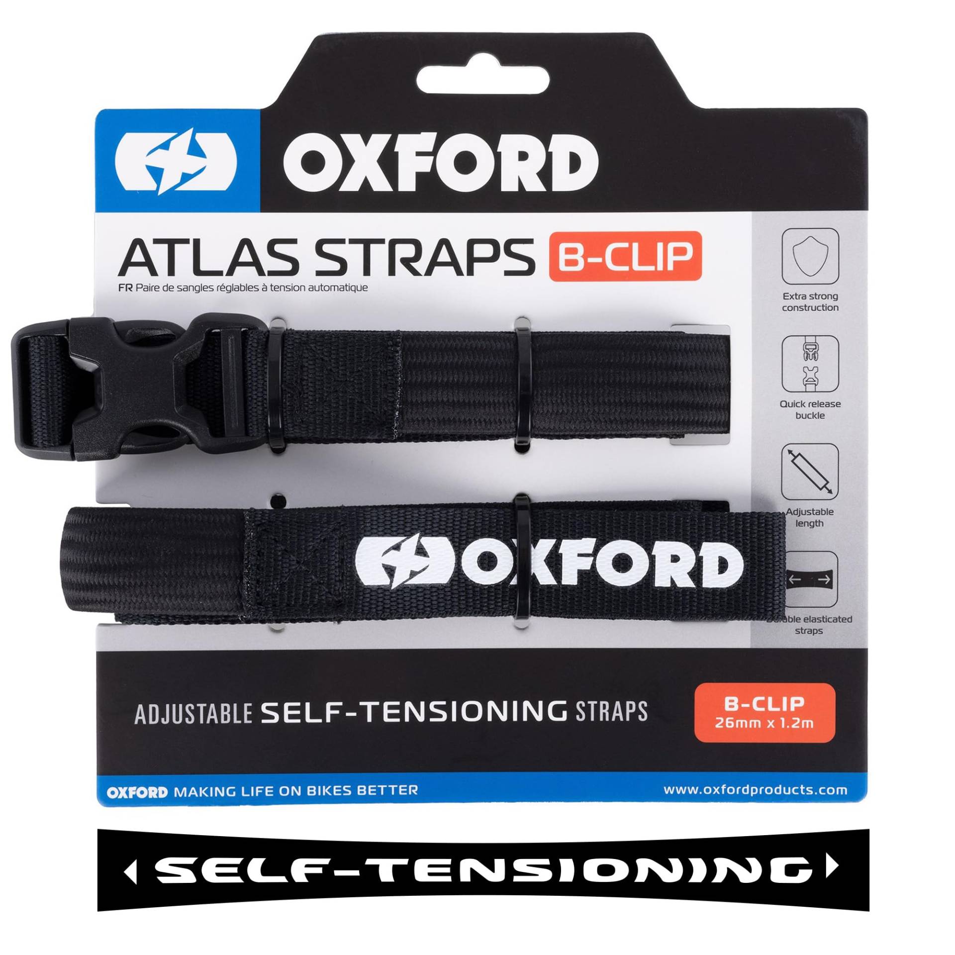 Atlas B-Clip (Paar), 26 mm x 1,2 m, Schwarz von Oxford