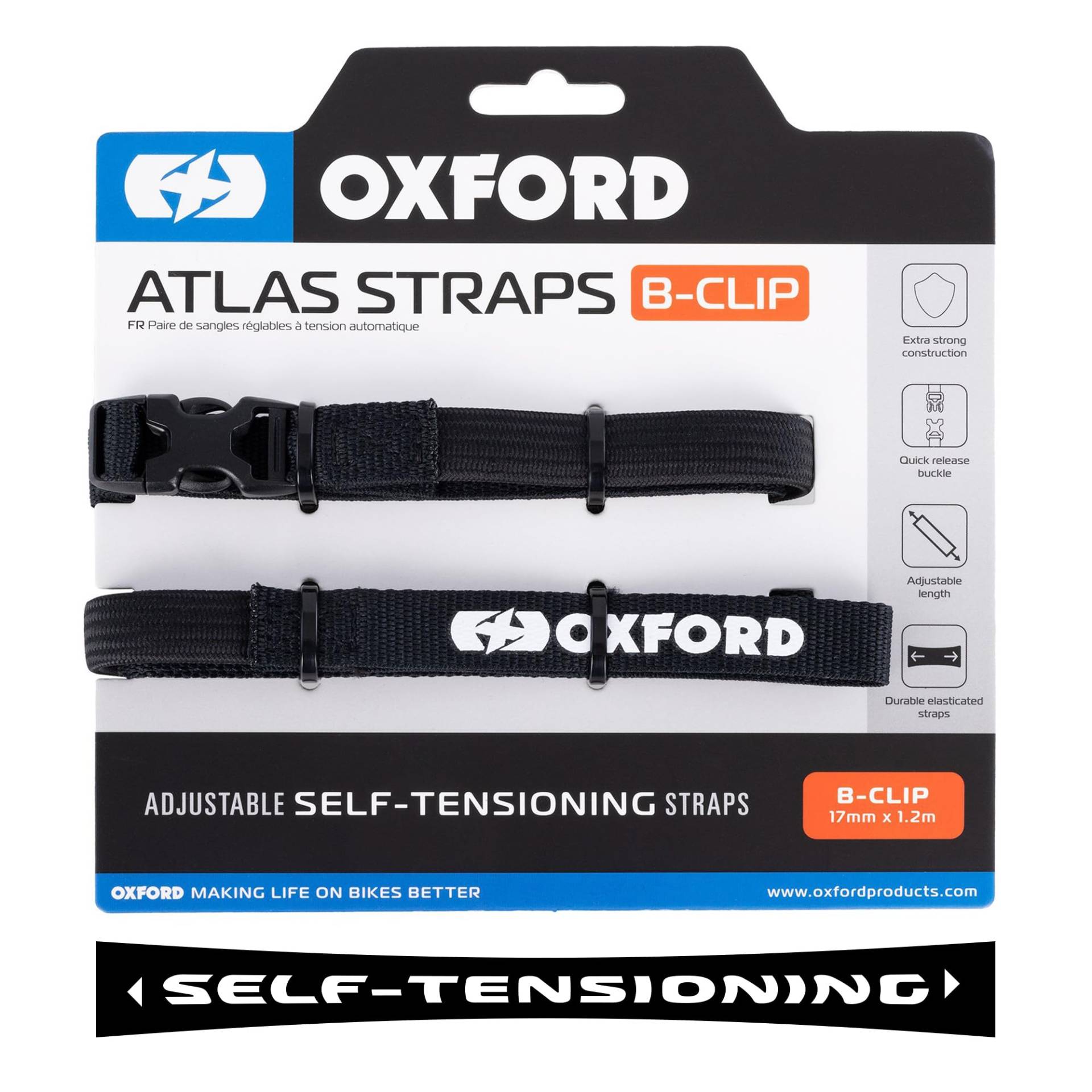 Atlas B-Clip (Paar) 17 mm x 1,2 m, Schwarz von Oxford