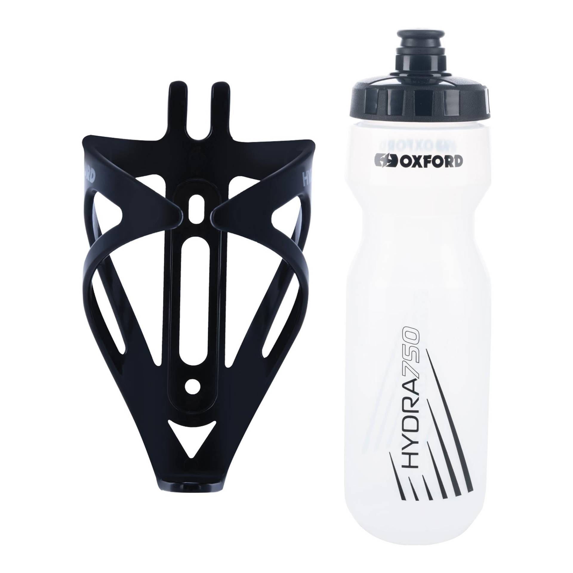 Oxford Fahrrad-Flaschenhalter und 750 ml transparente, BPA-freie Wasserflaschen-Set – langlebiger, mattschwarzer Käfig, universelle Passform für Rennräder und Mountainbikes, einfache Installation – von Oxford