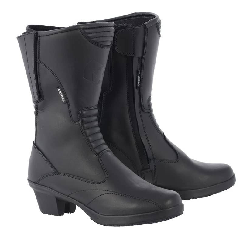 Oxford Valkyrie Damen Wasserdicht Leder Motorrad Stiefel Mit Ferse - Schwarz, EU 40 von Oxford