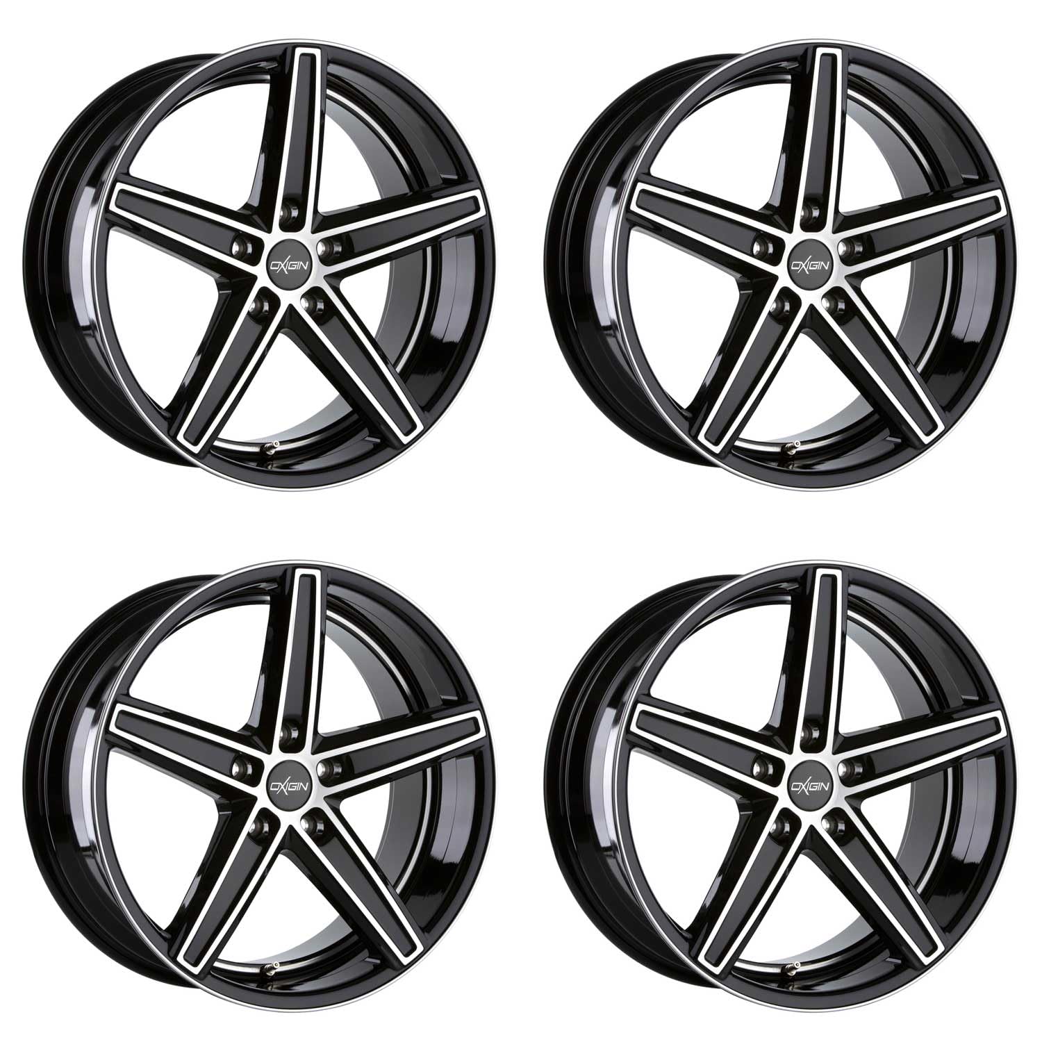 4x Oxigin Felgen Alufelgen 18 Concave 7,5x18 ET45 5x108 black full polish kompatibel mit Citroën C4 Picasso DS7 von Oxigin