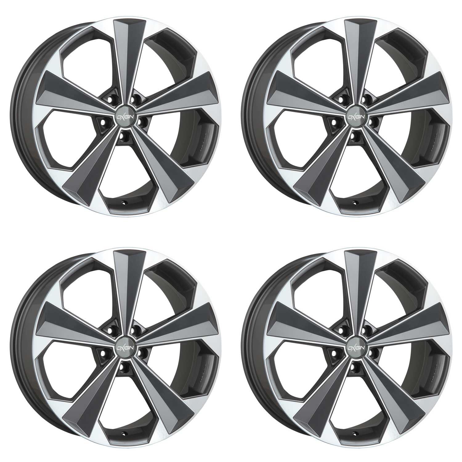 4x Oxigin Felgen Alufelgen 22 OXRS 8,5x19 ET35 5x114,3 titan polish kompatibel mit Honda Accord Civic CR-V FR-V von Oxigin