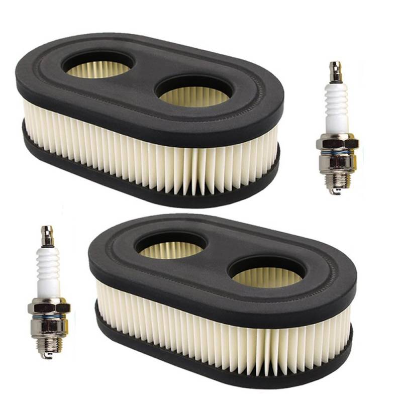 OxoxO (2 Set) Oval Air Filter Compatible with MTD Yard Machines Troy-Bilt TB110 TB115 TB200 TB230 TB330 TB370 Walk-Behind Lawn Mower With Spark Plug von OxoxO