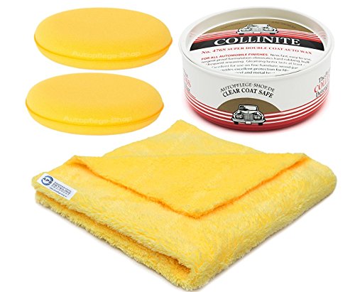 Collinite Double Coat 476s Carnauba Auto Wachs +2 Pads + APS Pro Yellow Chick Edgeless 300GSM 45x45cm von Oxycute GD