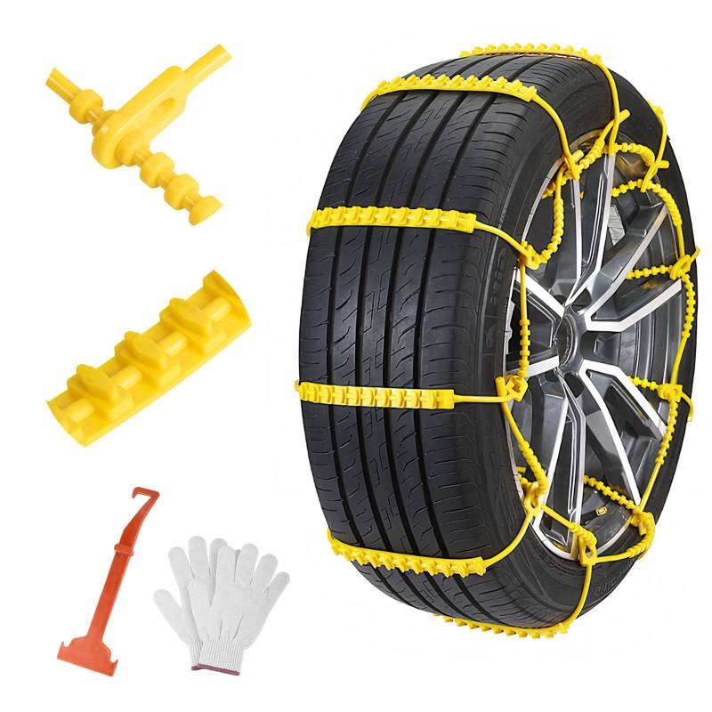 Oziral Schneeketten 10 Stück Anti Rutsch Einstellbare Ketten Reifen Rad für Auto, LKW, SUV. Fahrbahn, Schnee Straßen, Auto Sicherheit, Eisschlamm, Klettern, Breite 145-295 mm (5.7 in - 11.6 in) von Oziral