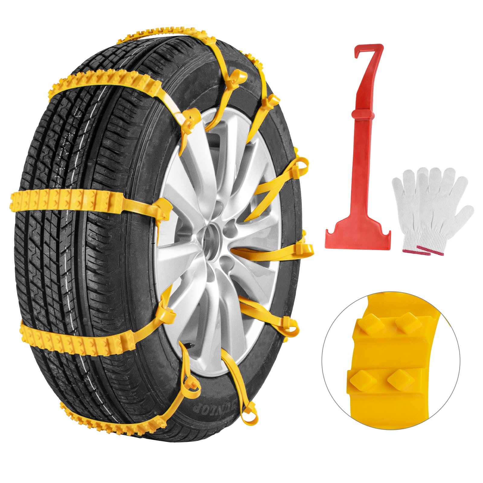 Oziral Schneeketten 12 Stück Anti Rutsch Einstellbare Ketten Reifen Rad für Auto, LKW, SUV. Fahrbahn, Schnee Straßen, Auto Sicherheit, Eisschlamm, Klettern, Breite 145-295 mm (5.7 in - 11.6 in) von Oziral