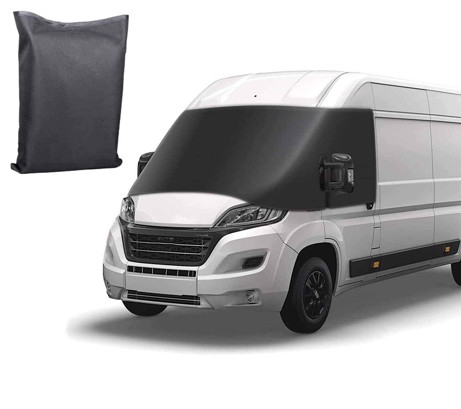 PACEWALKER Frontscheibenabdeckung für Ducato Wohnmobil Sonnenschutz Luxury Windschutzscheibe Vorhang Cover Ersatz für Peugeot Boxer 2006-2014, Wasserdichter Sonnenschutz für Citroën Jumper(Schwarz) von PACEWALKER