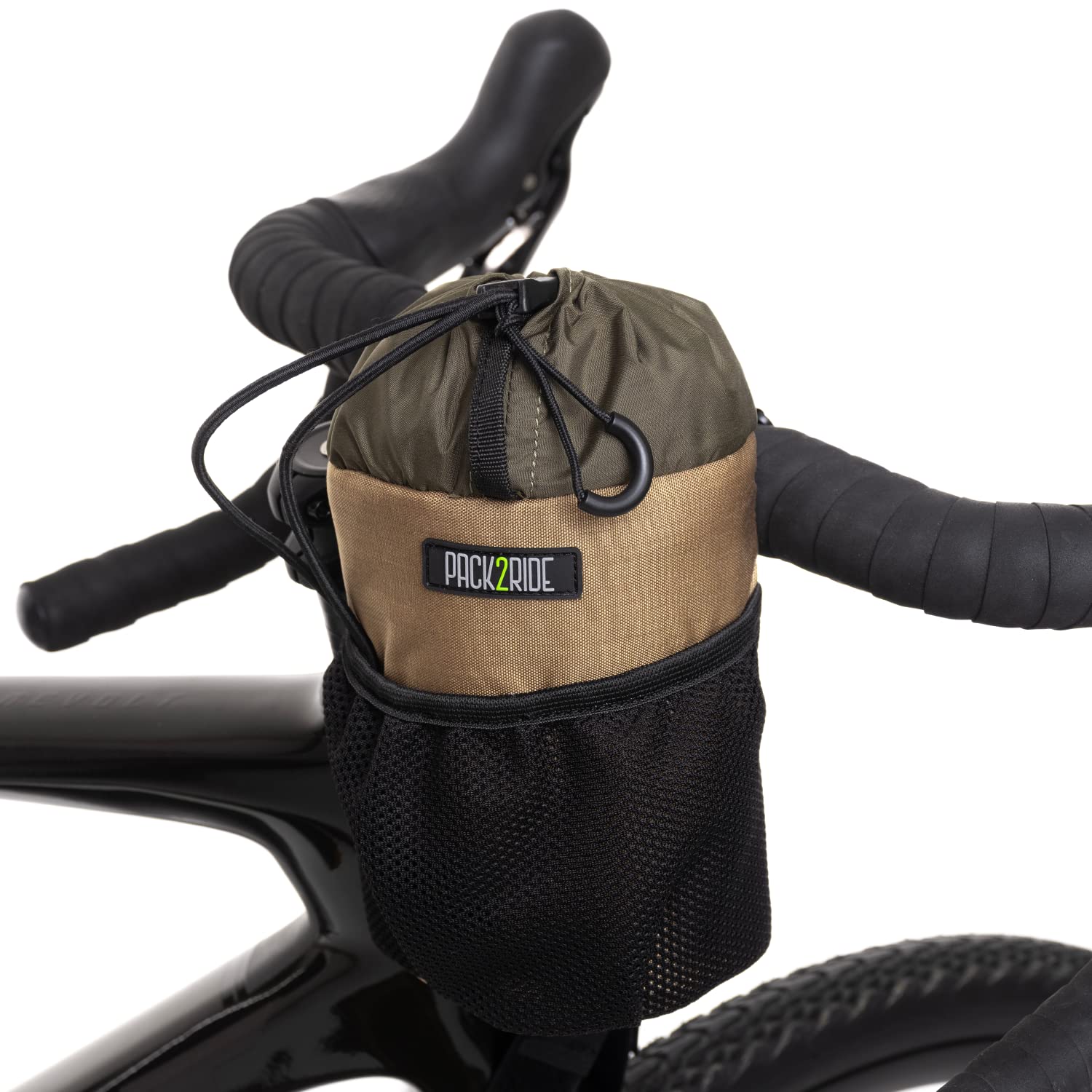 PACK2RIDE Bongo Fahrradlenkertasche - Wasserabweisend, strapazierfähiges Cordura-Gewebe & großer Fahrradflaschenhalter (Braun) von PACK2RIDE