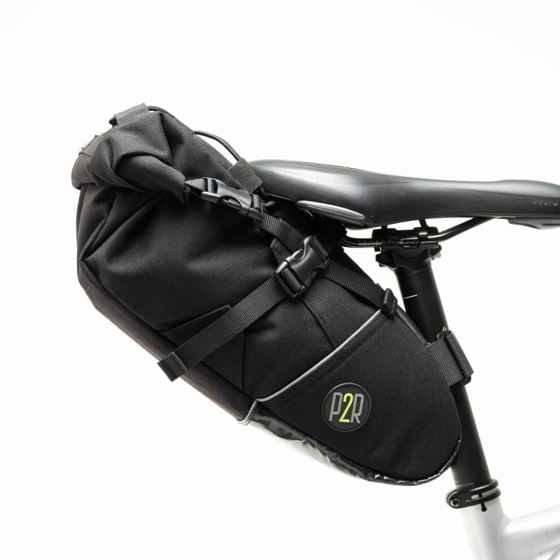 PACK2RIDE Inova Light Satteltasche Fahrrad, Fahrradtasche Sattel für Bikepacking-Wasserfestes, strapazierfähiges Cordura-Gewebe - Untersitz-Fahrradtasche für Straßen, Schotterradfahren (Schwarz) von PACK2RIDE