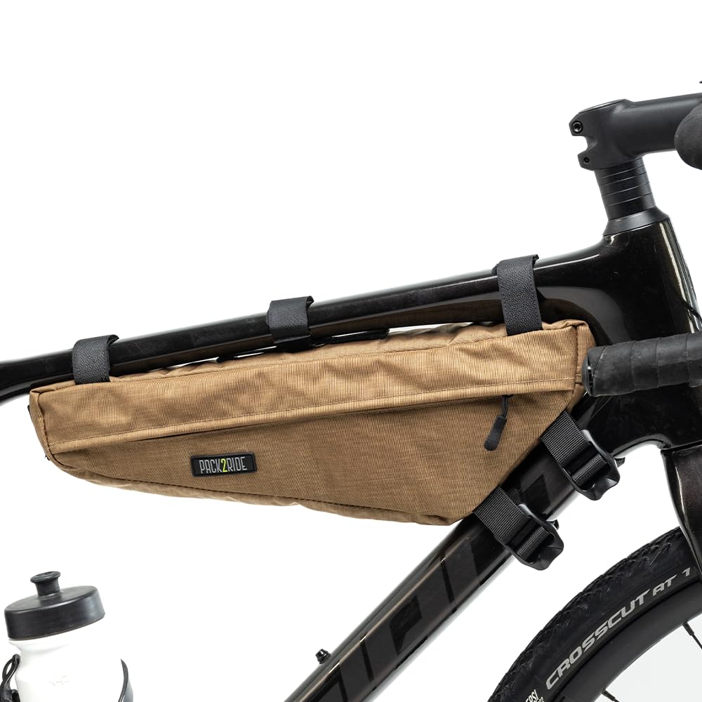 PACK2RIDE Mira FahrradrahmenKäfig – wasserabweisendes, strapazierfähiges Cordura-Gewebe und Käfig für Fahrradausrüstung – Fahrradaufbewahrung, Bikepacking-Käfig, für Rennrad Radabenteuer - Braun von PACK2RIDE