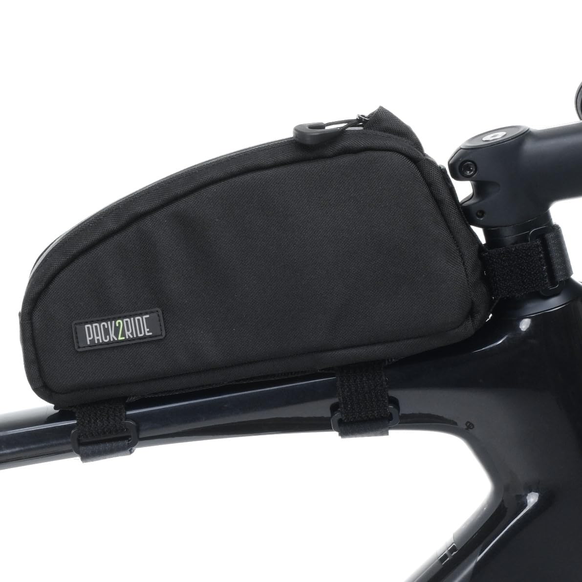 PACK2RIDE Toprock Oberrohrtasche – wasserabweisendes, strapazierfähiges Cordura-Gewebe, Halter für die täglichen Fahrradutensilien, Rahmentasche, Bikepacking für Straße, Gravel-Radfahren-Schwarz (1 L) von PACK2RIDE