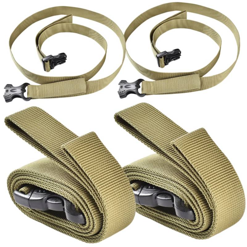 PACKOVE 4 Stück Gepäckband kofferschloss kofferschloß Kofferbefestigung Luggage Strap gepäckträger sattelstange Schnallenriemen verstellbar Zurrgurt Taschenriemen PP-Gurtband Khaki von PACKOVE