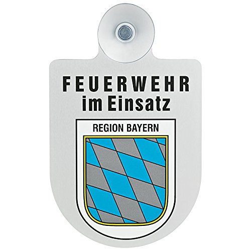 ZKMAGIC Feuerwehr im Einsatz KFZ Aluschild mit Saugnapf und Bundesland Wappen (Bayern) von ZKMAGIC