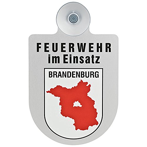 ZKMAGIC Feuerwehr im Einsatz KFZ Aluschild mit Saugnapf und Bundesland Wappen (Brandenburg) von ZKMAGIC