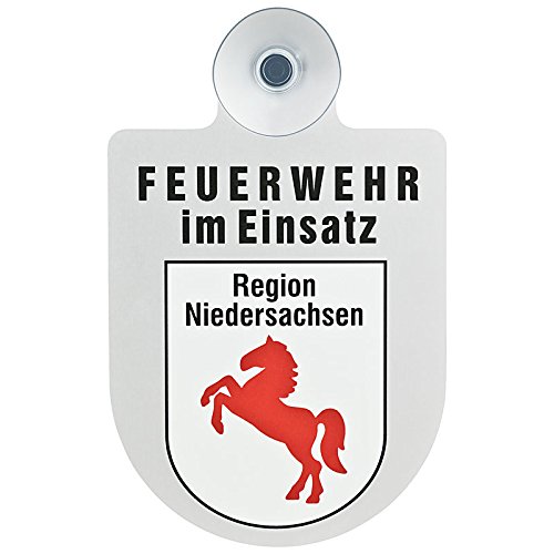 ZKMAGIC Feuerwehr im Einsatz KFZ Aluschild mit Saugnapf und Bundesland Wappen (Niedersachsen) von ZKMAGIC