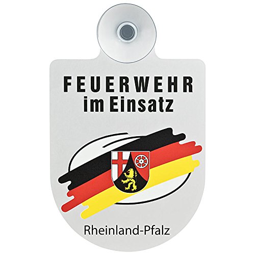 ZKMAGIC Feuerwehr im Einsatz KFZ Aluschild mit Saugnapf und Bundesland Wappen (Rheinland-Pfalz) von ZKMAGIC