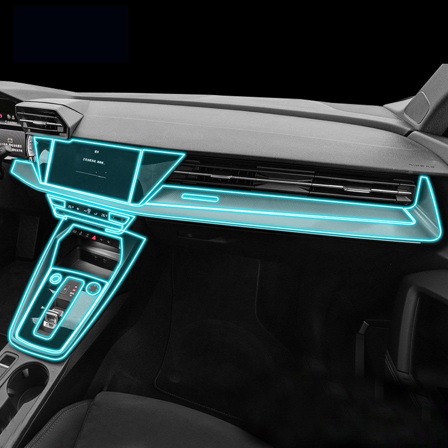 PACSCI Autoinnenraum Mittelkonsole Transparentes TPU Schutzfolie Kratzfest Reparaturfolie Zubehör Refit,Für Audi A3 8Y 2020-2023 von PACSCI