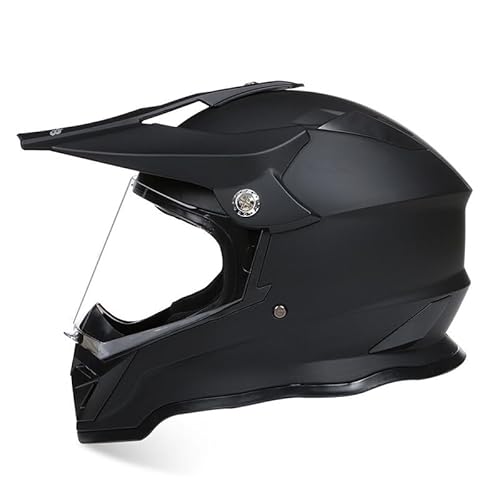 Motocross Helm Damen Herren Full Face MTB Helm Motorradhelm Cross DOT/ECE-Zertifizierter Mit Anti-Fog Sonnenblende Downhill Helm Mopedhelm Schutzhelm Für Cruiser Chopper,Black-L von PAESCOY