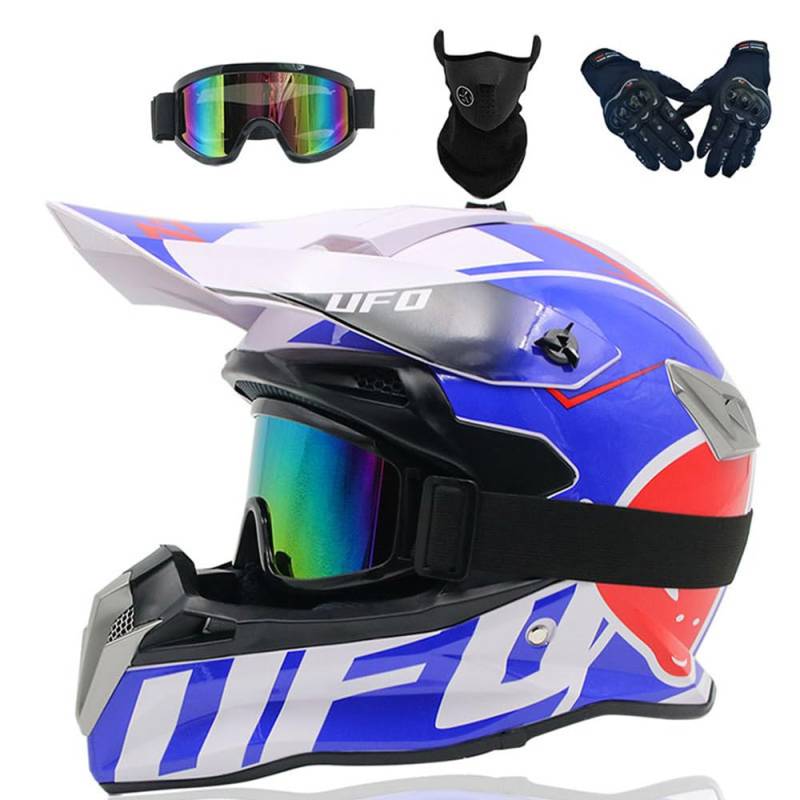 Motocross Helm Kinder Erwachsene Dirt Bike Offroad Cross Helms Herren ATV Motocross Helm Jugend Motorradhelm MX Enduro Full Face MTB Helm Mit Brille Maske Handschuhe Downhill Helm,Color/Q-XXL von PAESCOY