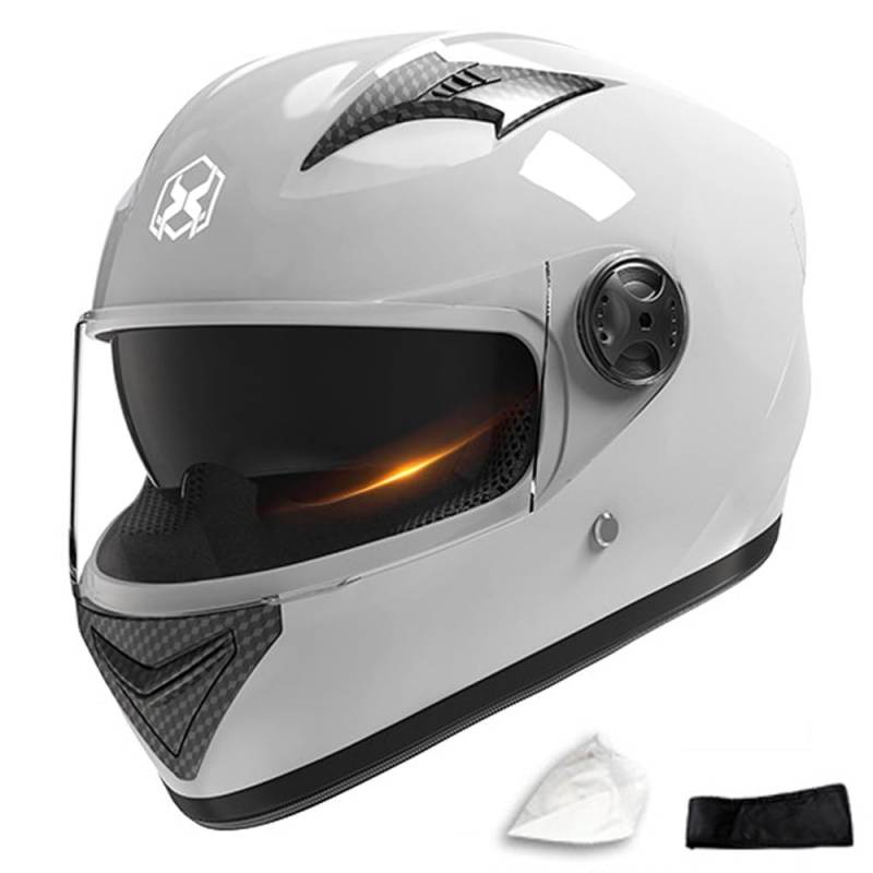 Motorradhelm Damen Herren Full Face Helm Retro Klapphelm DOT/ECE-Zertifizierter Mit Anti-Fog Sonnenblende Helm Motorrad Downhill Helm Mopedhelm Schutzhelm Für Cruiser Chopper,Grey-54~62CM von PAESCOY