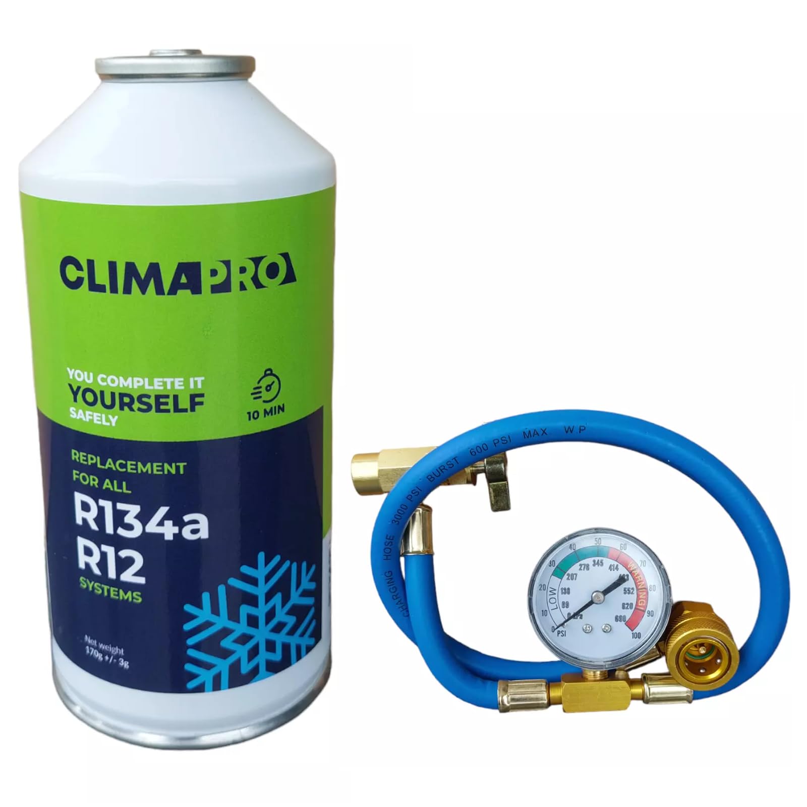 PAG Turbo GmbH® - 170g Ersatz Kältemittel für R134a mit Befüllschlauch (1x170g+Schlauch) Wir vertreiben 3 Marken: Coolblast - ClimaPro oder Heniotech. Versand je nach Lagerbestand. von PAG Turbo GmbH