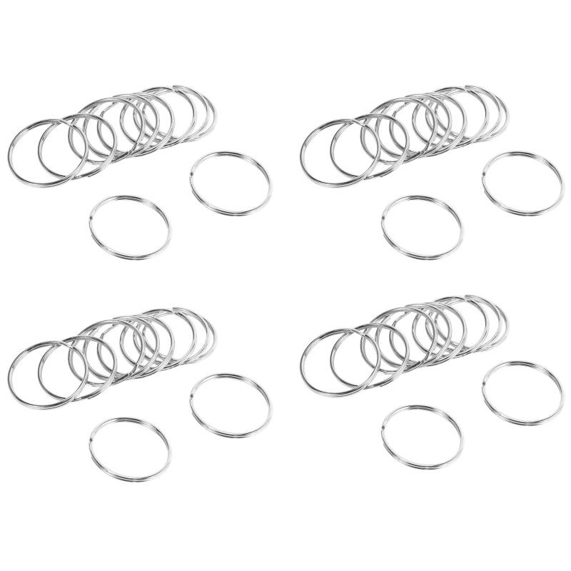 PAGJHRFJG 40 X Qualität 50 mm Schlüssel Anhänger Split Ring Set Schwer Last Große Nickel Schlüeel Schleife Gefederte Band von PAGJHRFJG