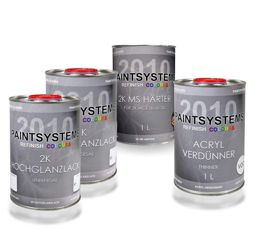 PAINTSYSTEMS REFINISH COLOURS 2K Acryl Autolack Set WUNSCHFARBE RAL Hochglanz, 4L/2L +1L +1L von PAINTSYSTEMS REFINISH COLOURS