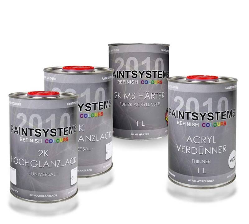 PAINTSYSTEMS REFINISH COLOURS 2K Acryl Autolack Set WUNSCHFARBE RAL Hochglanz, 4L/2L +1L +1L von PAINTSYSTEMS REFINISH COLOURS