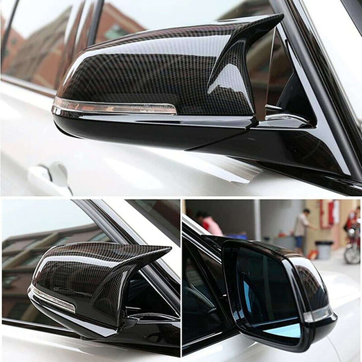 1 Paar Auto Spiegelkappen，Rückspiegelgehäuse，Abdeckungen Seitenspiegel，Tür Spiegelkappen für F20 F22 F23 F30 F31 F32 F33 F36 F87 M2 X1 E84（Carbon fiber sticker） von PAISEN