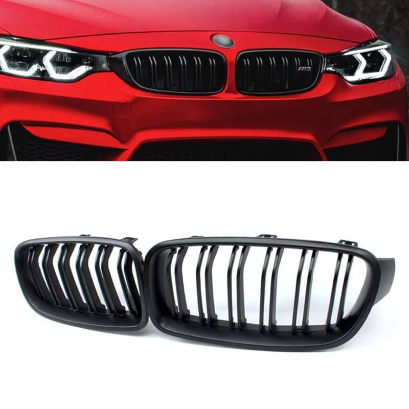 PAISEN BMW 3er F30 Frontgrill Doppellinie Hochglanz Schwarz (2012-2019) | Originalgetreues Design | Für Limousine & Touring | 316i, 320i, 328i, 330i, 335i | Einfache Montage | Premium ABS Material von PAISEN