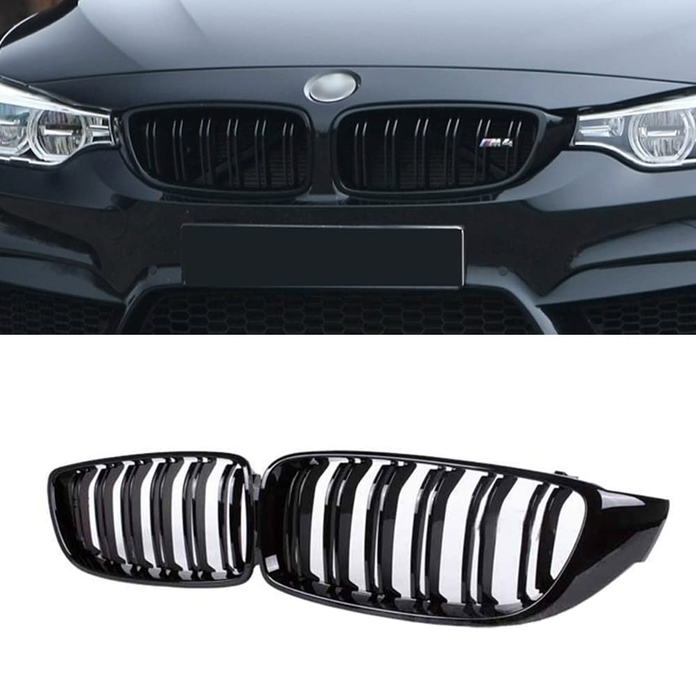 PAISEN Kühlergrill für 4er F32,Zubehör Sport Frontgrill，Glanz Schwarz Doppelsteg Sport Kühlergrill,für BMW 4ER F32 F33 F36 M4 2014-2020. von PAISEN