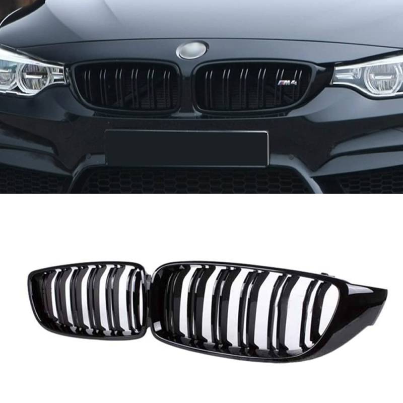 PAISEN BMW 4er F32 Frontgrill Doppellinie Hochglanz Schwarz (2014-2020) | Originalgetreues Design | Für Coupé & Cabrio | 420i, 430i, 440i, M4 | Einfache Montage von PAISEN