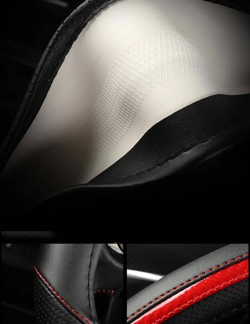 Lenkradschoner Auto Zubehör Für Mazda 2 Für Mazda3 Für Atenza Für AXELA Für BT-50 Carbon Faser PU 38 cm Auto Lenkrad Abdeckung Lenkradhülle(Coffee) von PAKAGVTTB