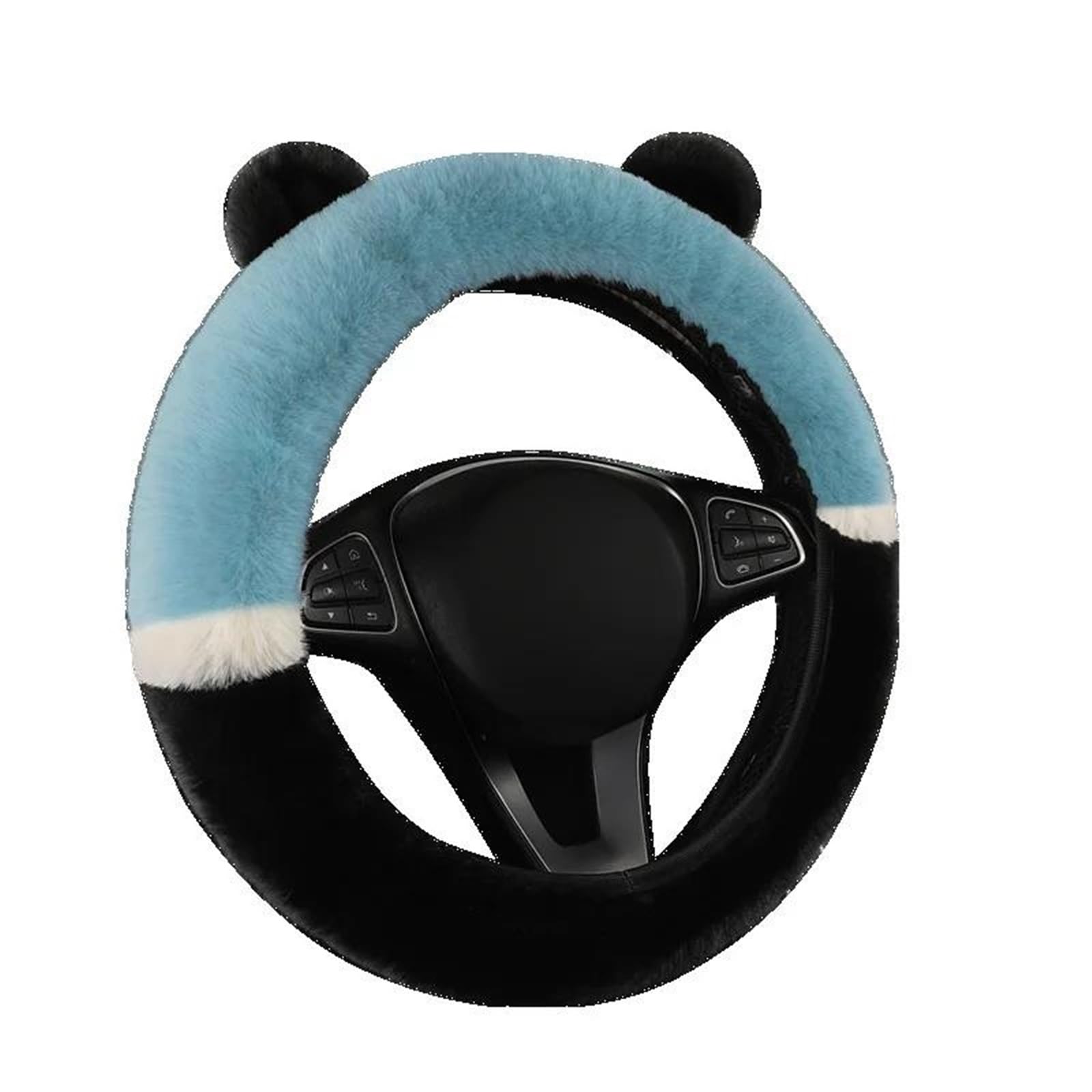 Lenkradschoner Winter Flauschige Kaninchen Haar Abdeckung Heizung Auto Lenkung Wrap Universal 36-38 cm Auto Lenkrad Abdeckung Für Lenkrad Lenkradhülle(Blue) von PAKAGVTTB