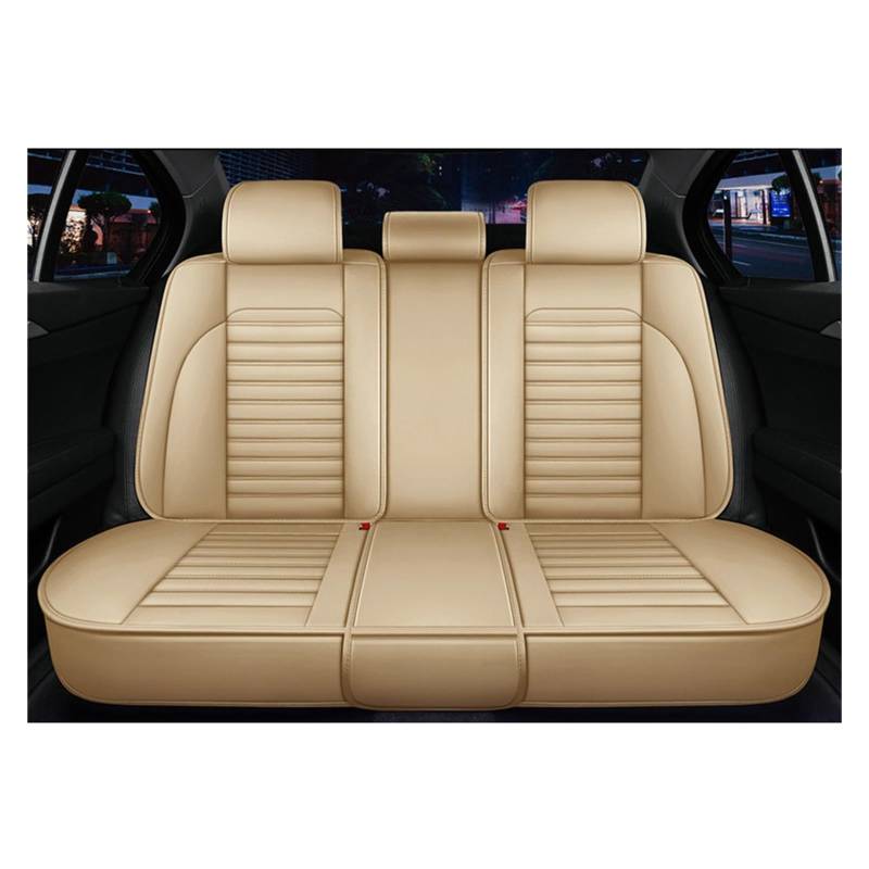 PAKAGVTTB Sitzbezüge Leder-Autositzbezug für Dodge Journey für Ladegerät für Challenger Ram Caliber Aittitude für Caravan Avenger Universal-Innenausstattung Vordersitzbezüge(Beige Rear) von PAKAGVTTB