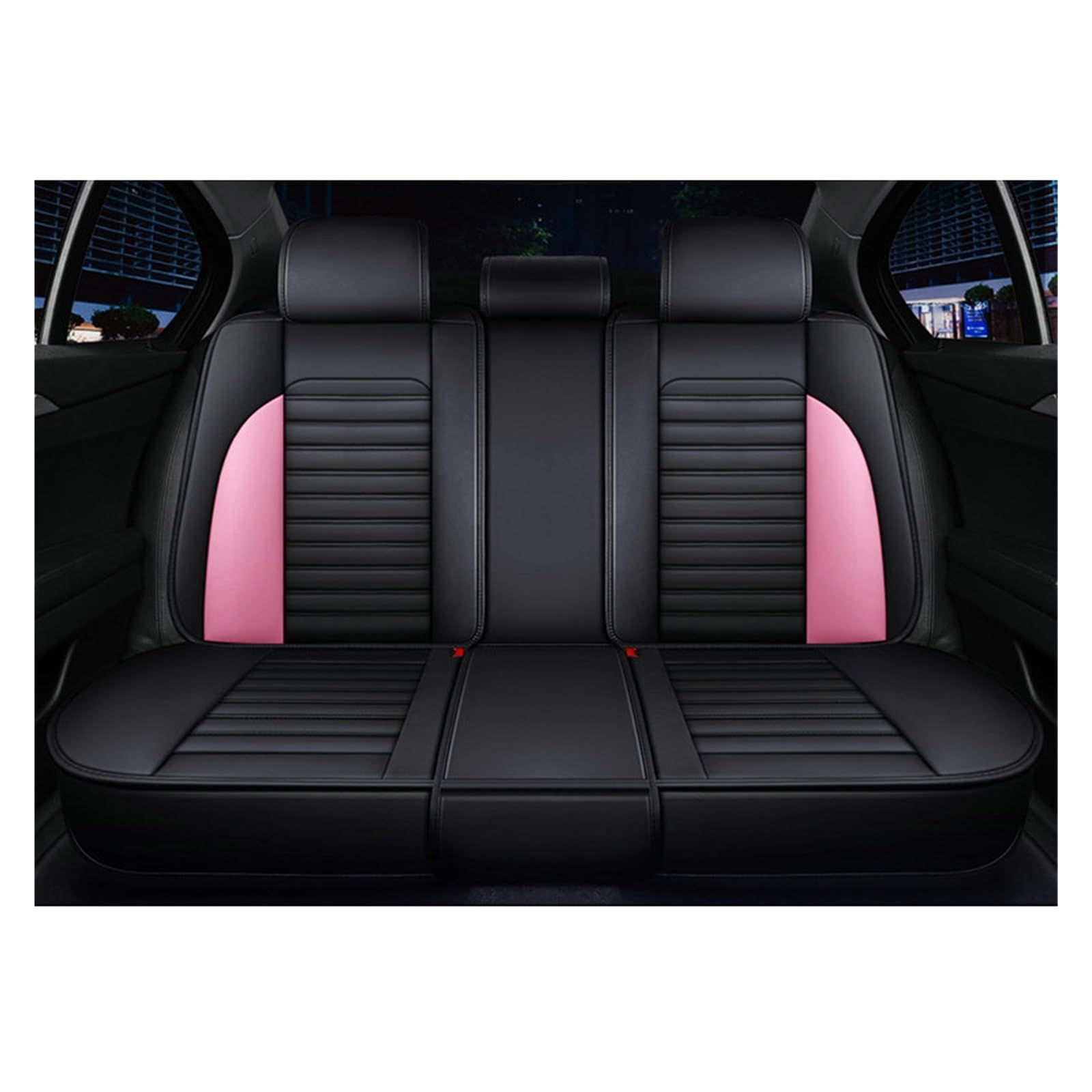 PAKAGVTTB Sitzbezüge Leder-Autositzbezug für Dodge Journey für Ladegerät für Challenger Ram Caliber Aittitude für Caravan Avenger Universal-Innenausstattung Vordersitzbezüge(Pink Rear) von PAKAGVTTB