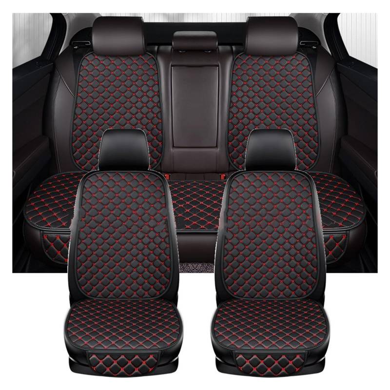 PAKAGVTTB Sitzbezüge Pu-Leder Autositzbezug Kissen für SEAT Alle Automodelle Leon Arona Ateca Tarraco Ibiza Alhambra Innenzubehör Vordersitzbezüge(Black Red 5 Seat) von PAKAGVTTB