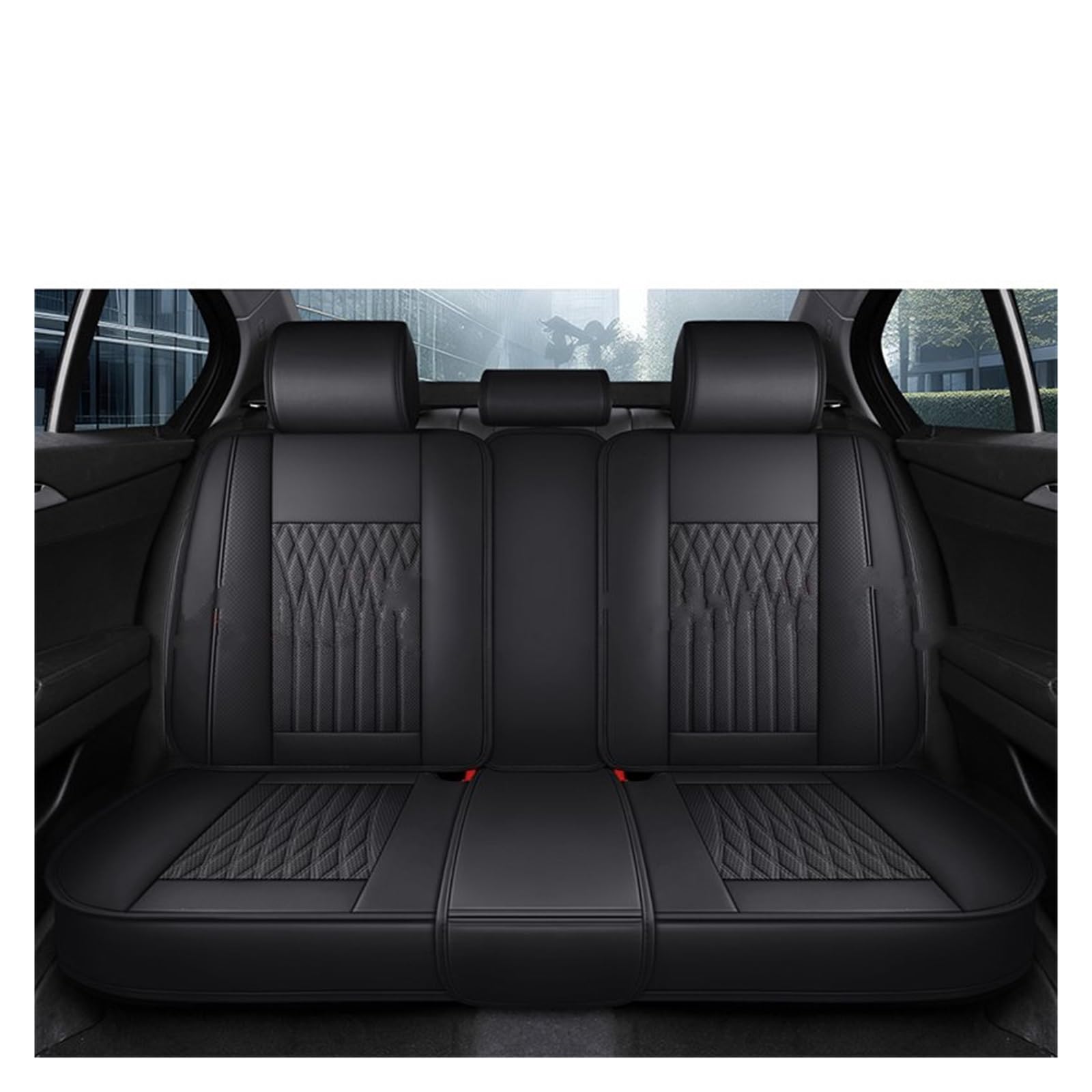 PAKAGVTTB Sitzbezüge Pu-Leder Universal Autositzbezug für Toyota Auris Avensis Crown für 4Runner für Harrier FJ für Cruiser Mark X Premio Innenzubehör Vordersitzbezüge(Black Only Rear Seat) von PAKAGVTTB