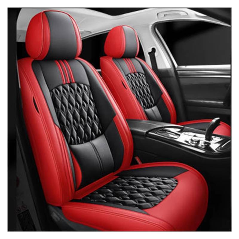 PAKAGVTTB Sitzbezüge Universal Leder Auto Sitzbezug Für Civic Für Stadt Für CRV Für CRZ Für Accord Für Elysion Fit Jade Jazz vorne Hinten Kissen Auto Zubehör Vordersitzbezüge(Black Red Front) von PAKAGVTTB