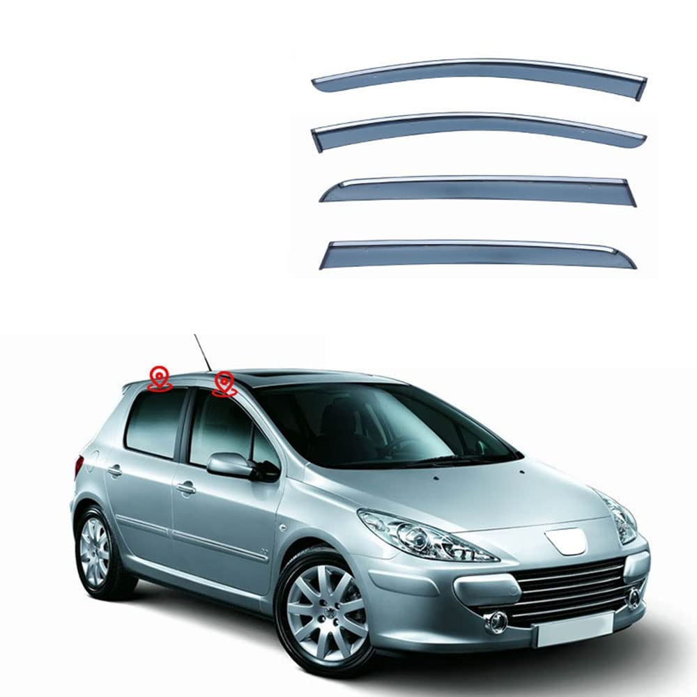 PAKCEEINC Autofenster Windabweiser Regenabweiser vorne und hinten Sonnenblenden Regenschutz Windschutz, für Peugeot 307/2004-2022 Auto Zubehör von PAKCEEINC