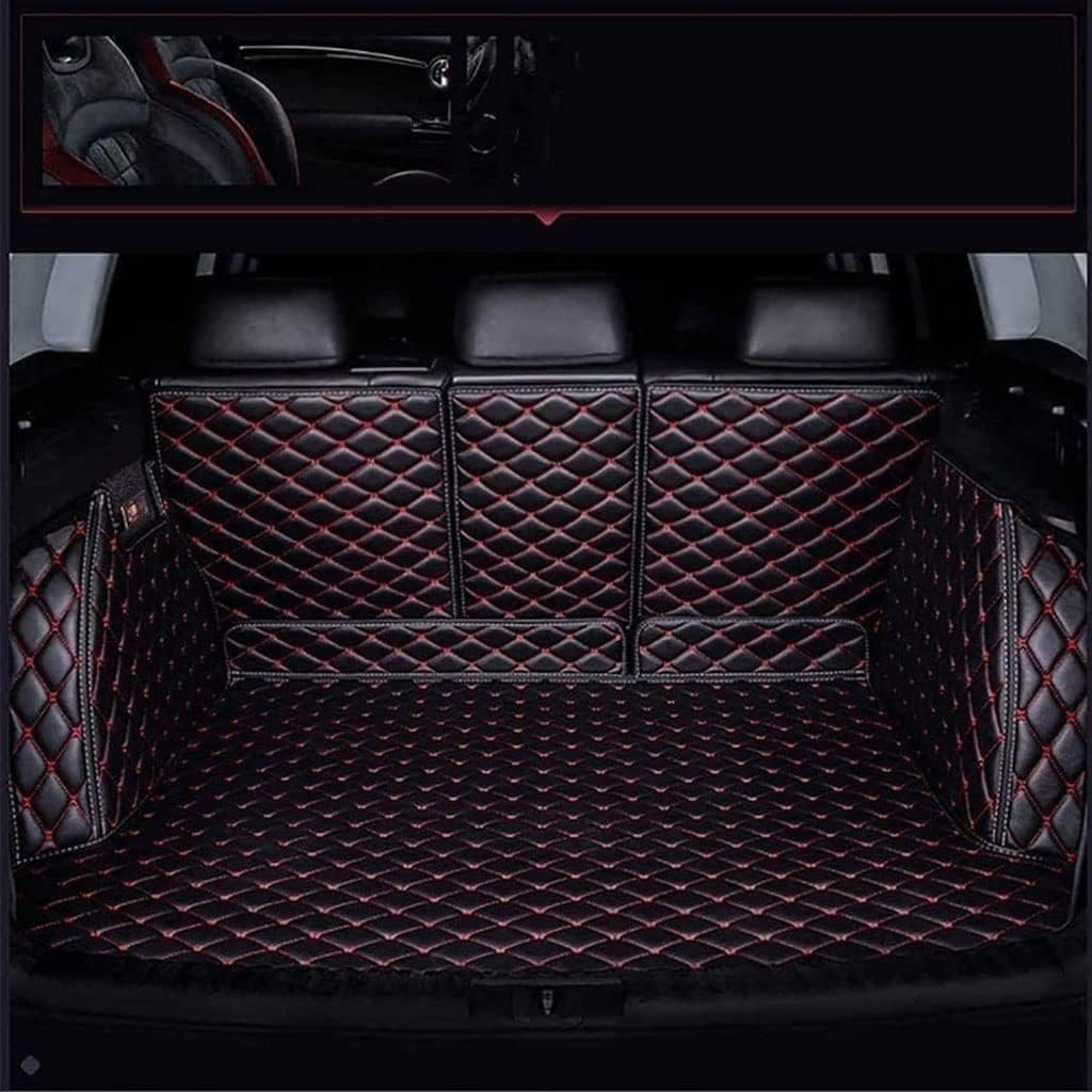 Auto Leder Kofferraummatte für Mazda CX-60 CX60 2022 2023 2024 Antirutschmatte Kofferraum Schutzmatte Kofferraumschutz Zubehör.,D-Black Red von PAKJEL