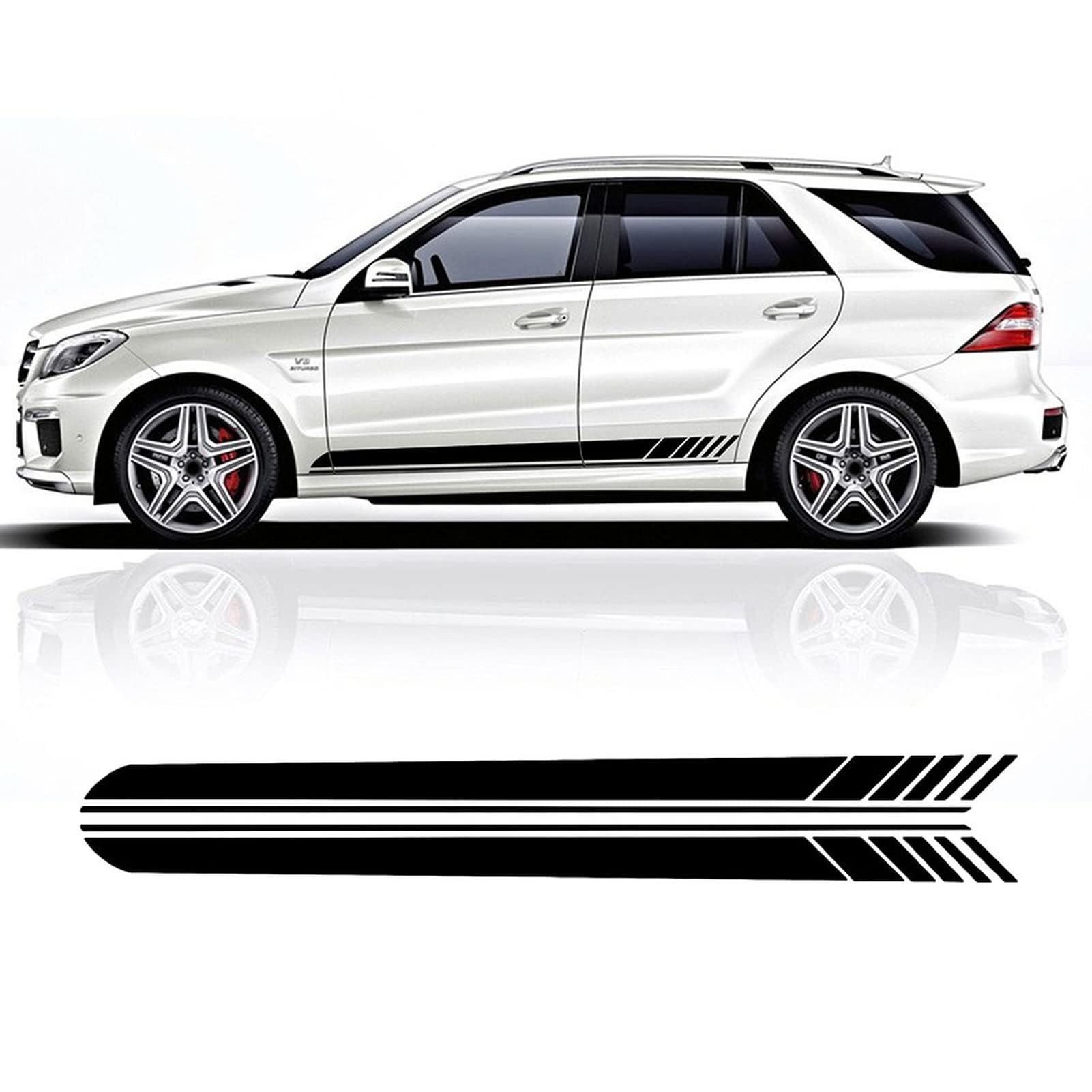 Auto Seitenstreifen Seitenaufkleber Aufkleber Grafiken,Für Mercedes Benz ML Class W164 W163 W166 ML320 ML350 ML63 AM Auto Styling Seitenaufkleber Seitenschweller Streifen.,A-Black von PAKJEL