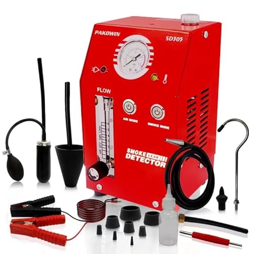 PAKOWIN Automatischer Rauchmaschinen-Leckdetektor - 12V DC EVAP-Vakuumsystem-Diagnosetester für Rohrsysteme mit Multifunktion und Druckanzeige - Rot von PAKOWIN