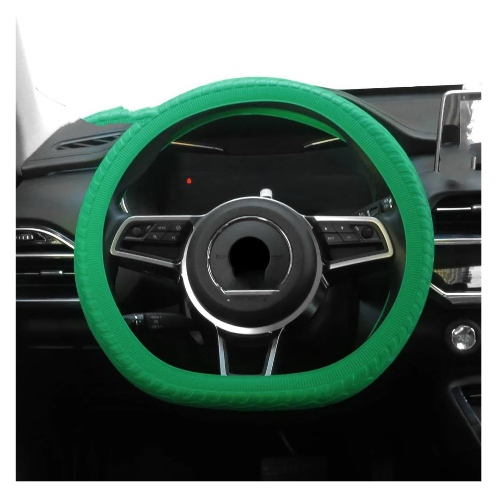 Lenkradschutz Auto Silikon Lenkrad Abdeckung Reifen Textur Weiche Lenkrad Autos Zubehör Universal Auto Lenkradbezug(Green) von PAMEHRU