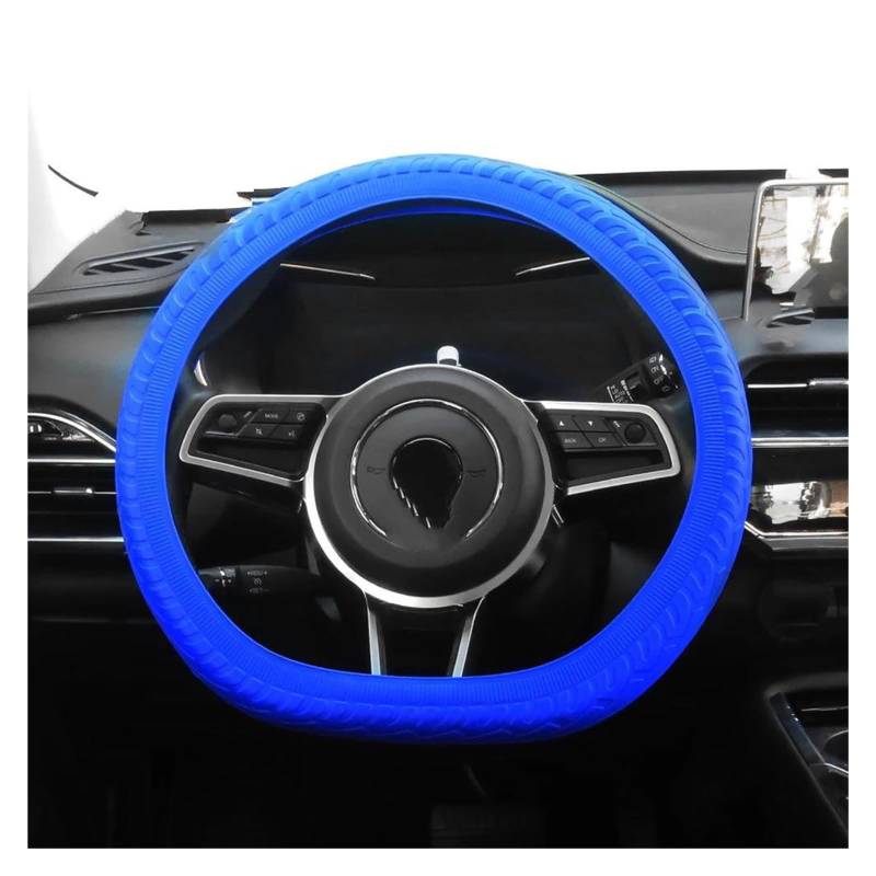 Lenkradschutz Auto Silikon Lenkrad Abdeckung Reifen Textur Weiche Lenkrad Autos Zubehör Universal Auto Lenkradbezug(Sea blue) von PAMEHRU