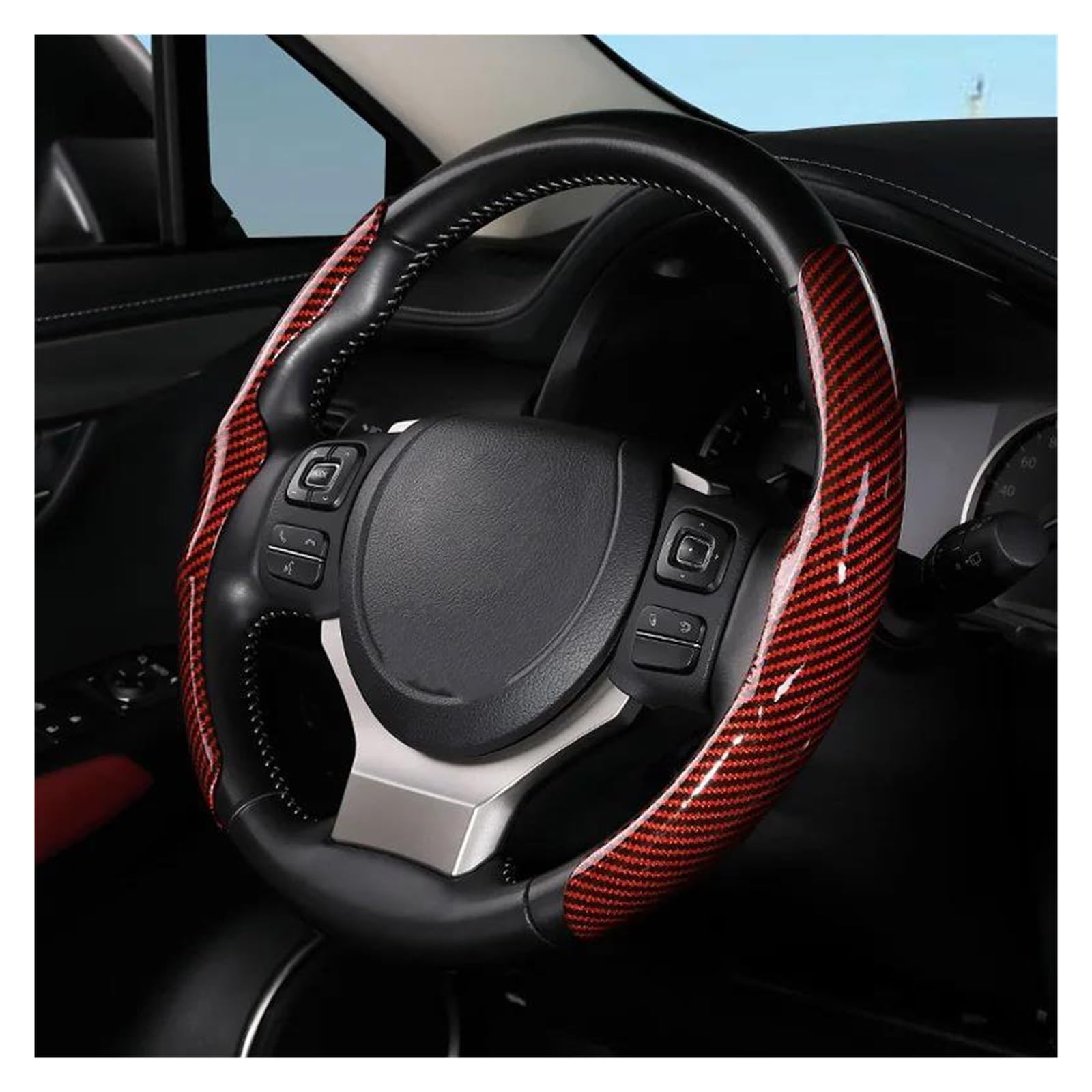 Lenkradschutz Für E46 Auto Lenkrad Abdeckungen Nicht-Slip Abdeckung Auto Interior Styling Zubehör Universal Auto Lenkradbezug(Red) von PAMEHRU