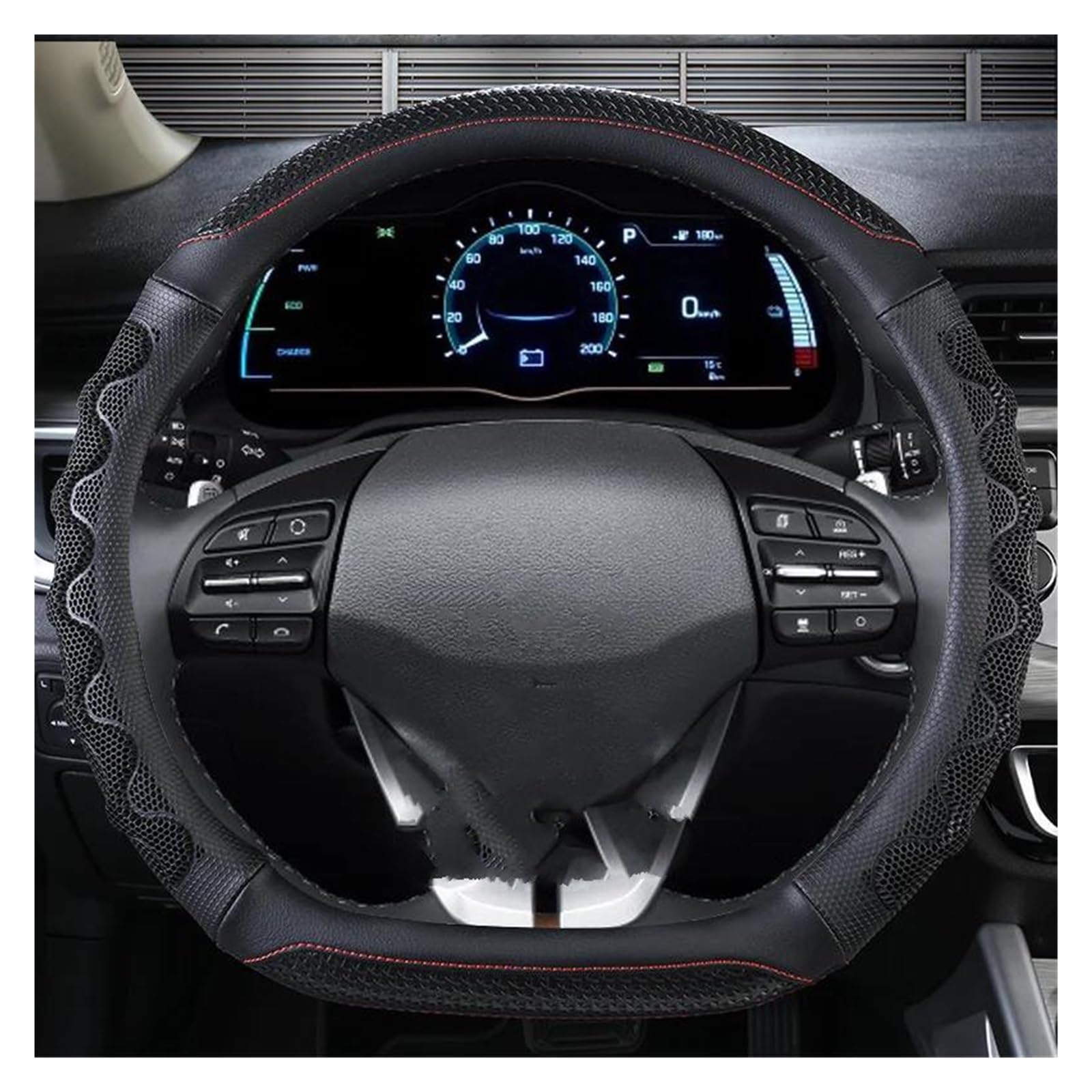 Lenkradschutz Für Hyundai Für Ioniq 2016 2017 2018 2019 2020 Auto Lenkrad Abdeckung Massage Nicht-slip Auto Zubehör Innen Auto Lenkradbezug(Black) von PAMEHRU
