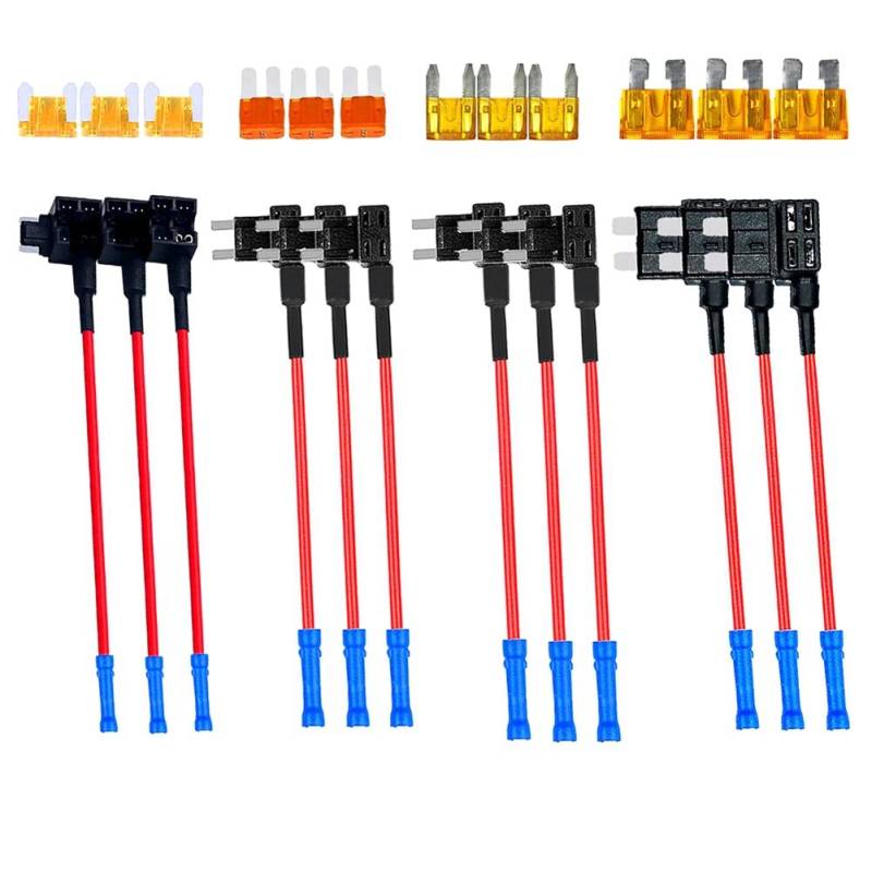 PAMENET 12 StüCk 12-V-Auto-Add-A-Circuit-Sicherungsabgriff-Adapter-Kits ATO/ATC Mini Low Dual-Slot-Flachsicherungshalter von PAMENET