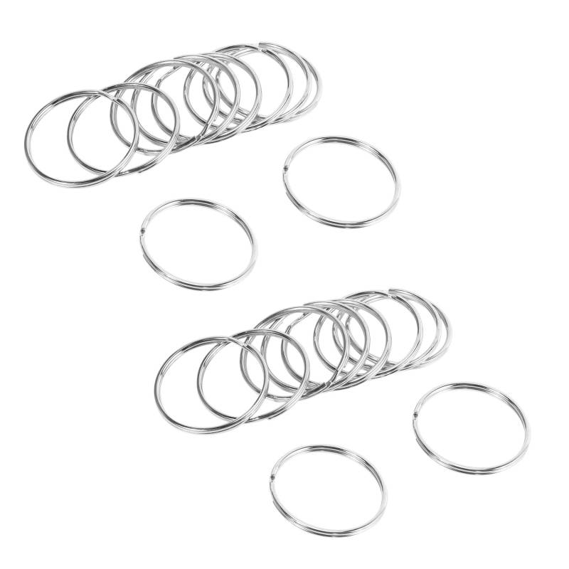 PAMENET 20 x QualitäT 50 mm SchlüSsel AnhäNger Split Ring Set Schwer Last GroßE Nickel SchlüEel Schleife Gefederte Band von PAMENET