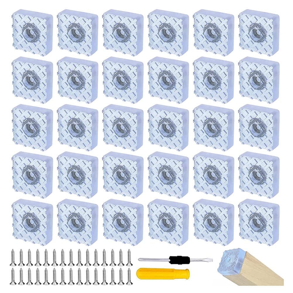 PAMENET Packung mit 30 Gummifüßen, zum Anschrauben, quadratisch, 30 x 30 mm, Schutzpolster für Möbel, mit Schraubendreher von PAMENET